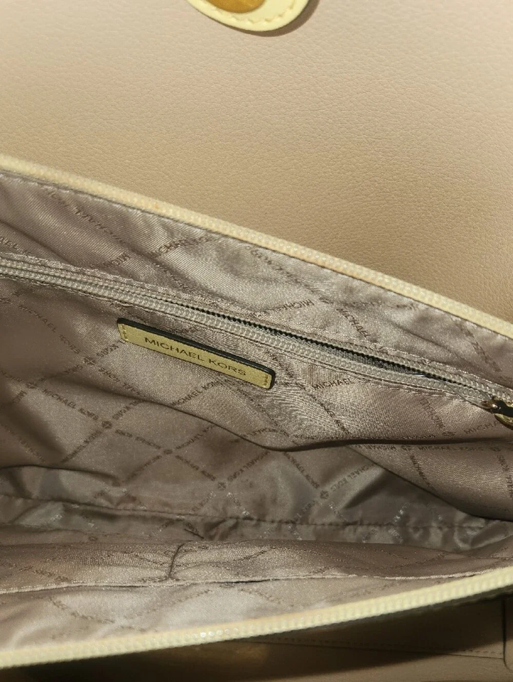 Michael Kors Light Yellow Pebbled Leather Tote with Gold Hardware